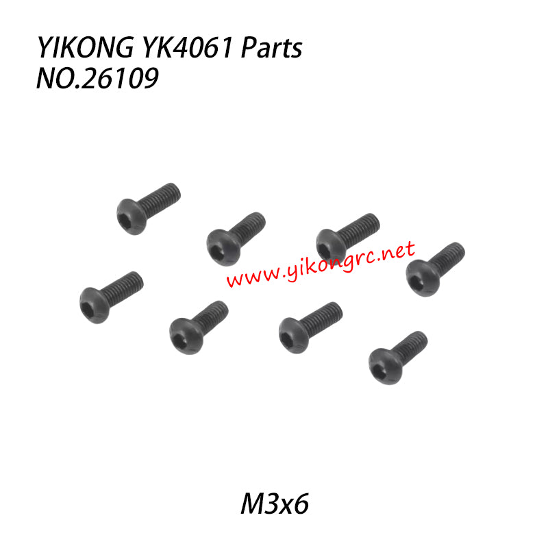 YIKONG YK4061 RC Truck Parts Pan Head Hex Screw M3x6 26109