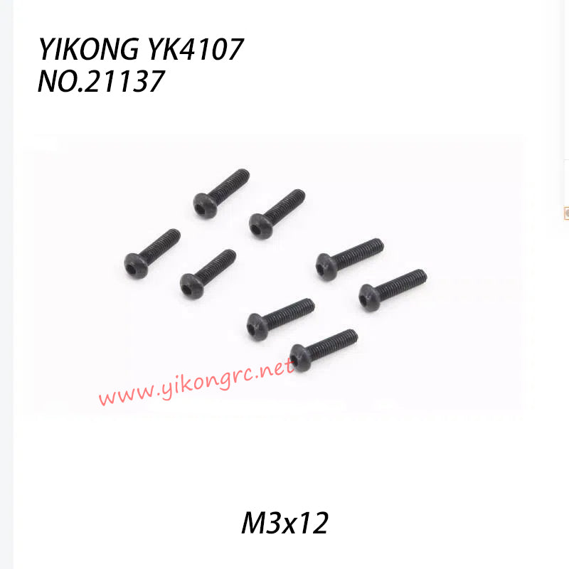 YIKONG YK4107 Parts Pan Head Hex Socket Screws M3x12 21137