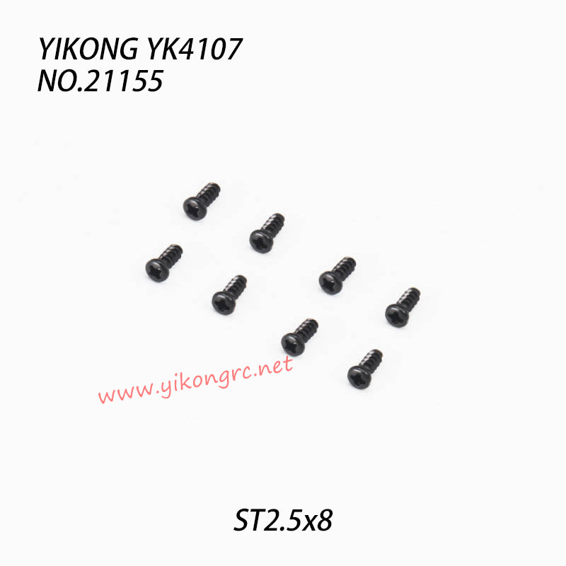 YIKONG YK4107 RC Truck Parts Pan-Head Cross Self-Tapping Screw St2.5x8 21155