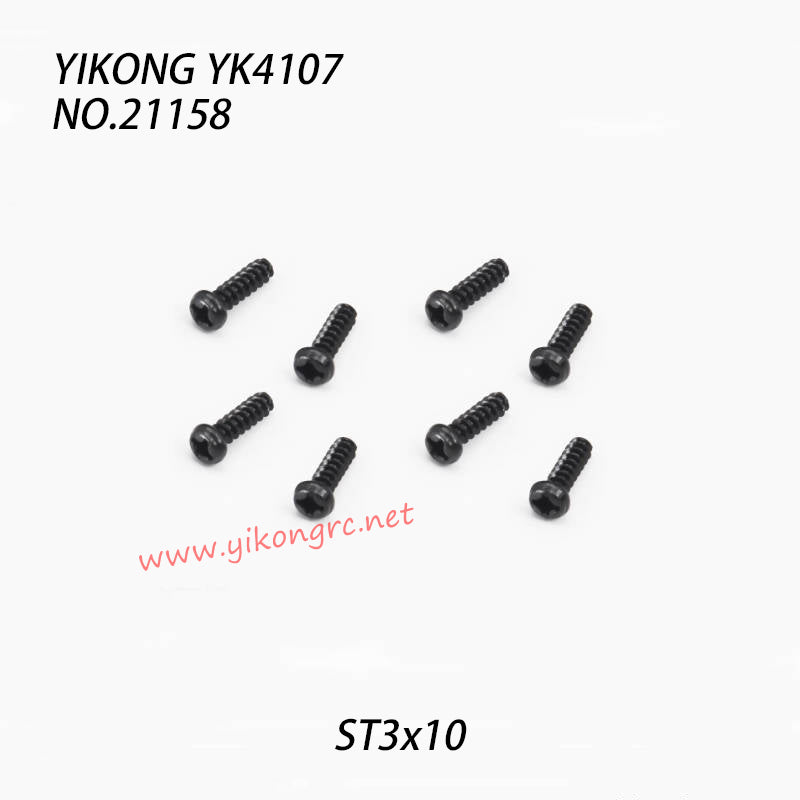 YIKONG YK4107 RC Truck Parts Pan-Head Cross Self-Tapping Screw St3x10 21158