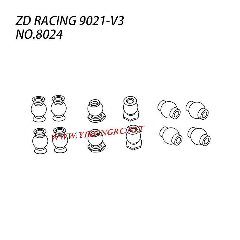 ZD RACING 9021-V3 Parts All Ball Heads 8024