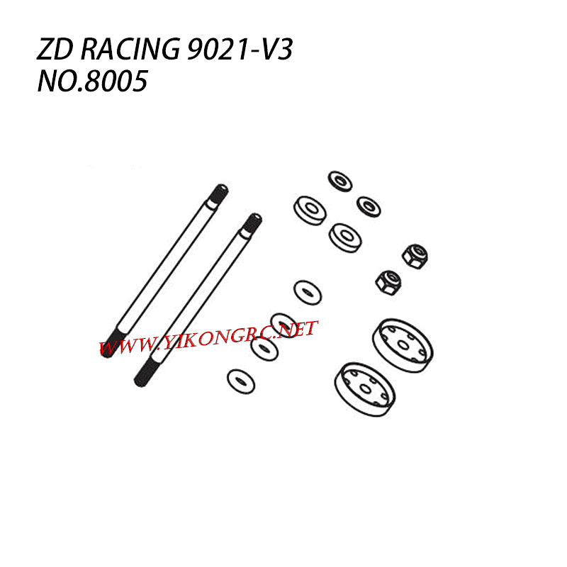 ZD RACING 9021-V3 Parts Front Shock Absorber Shafts 8005