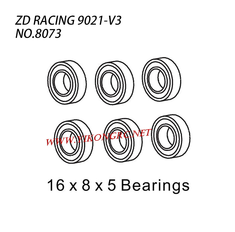 ZD RACING 9021-V3 RC Car Parts 16x8x5 Bearings 8073