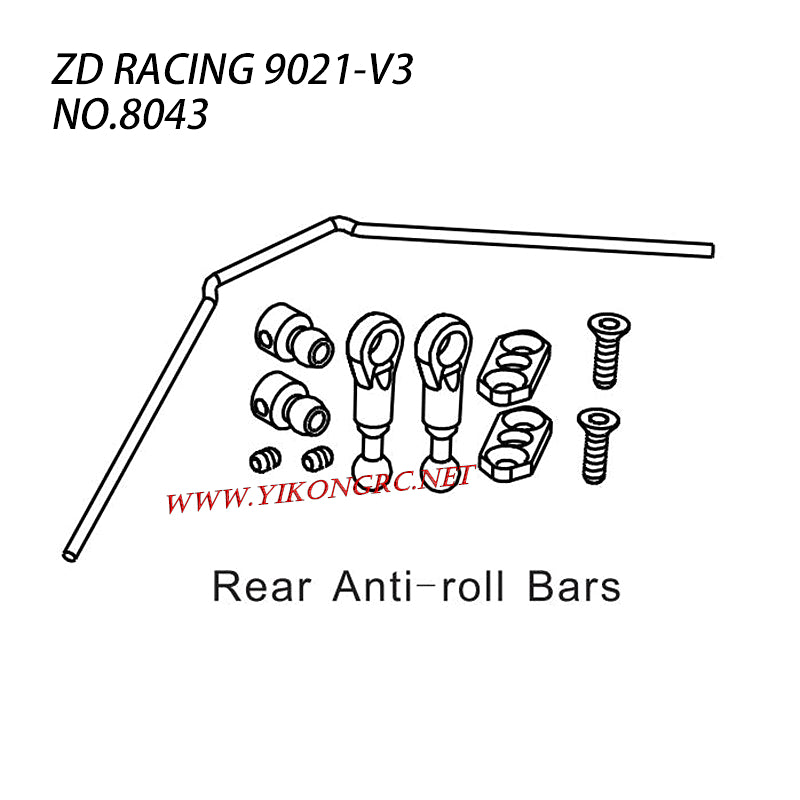 ZD RACING 9021-V3 RC Car Parts Rear Anti-Roll Bars 8043