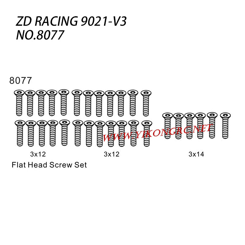 ZD RACING 9021-V3 RC Car Parts Screws 8077