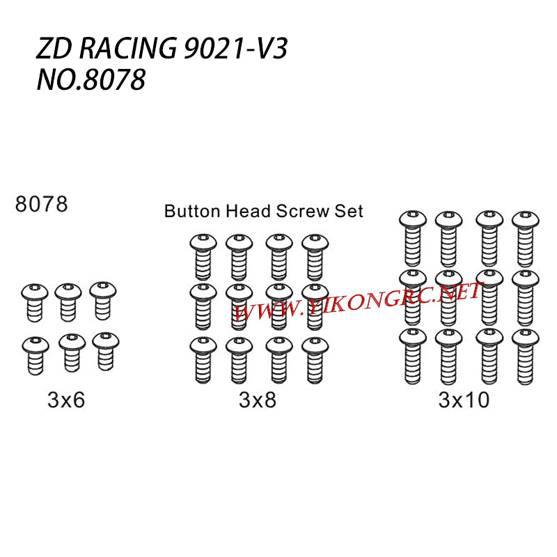 ZD RACING 9021-V3 RC Car Parts Screws 8078