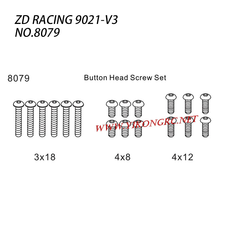 ZD RACING 9021-V3 RC Car Parts Screws 8079