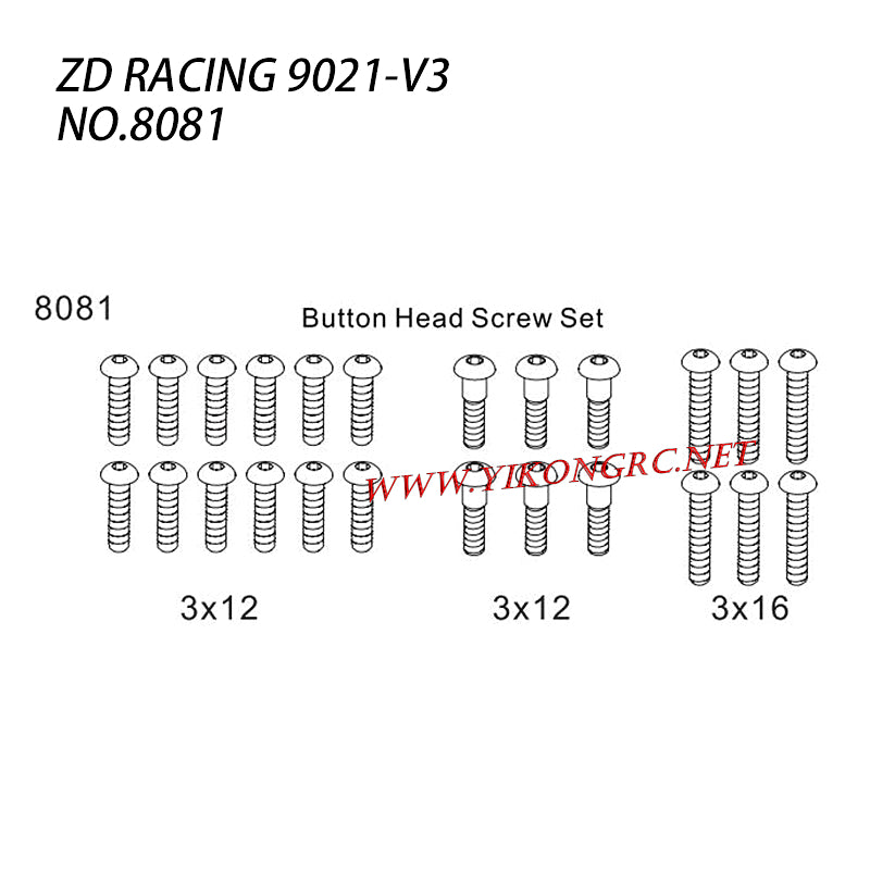 ZD RACING 9021-V3 RC Car Parts Screws 8081