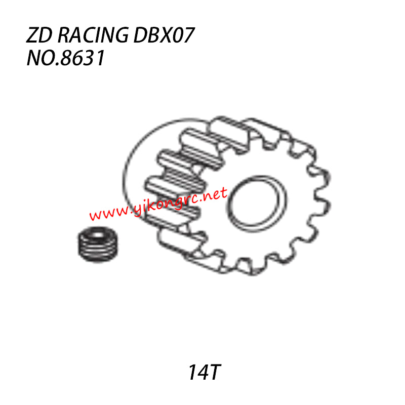 ZD RACING DBX-07 Parts 14T Motor Gear 8631