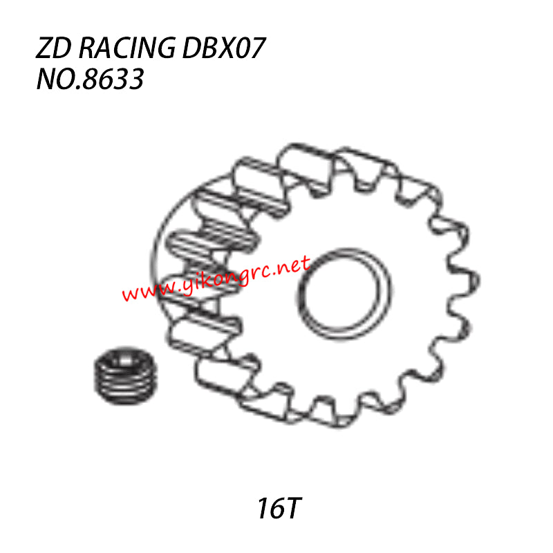 ZD RACING DBX-07 Parts 16T Motor Gear 8633