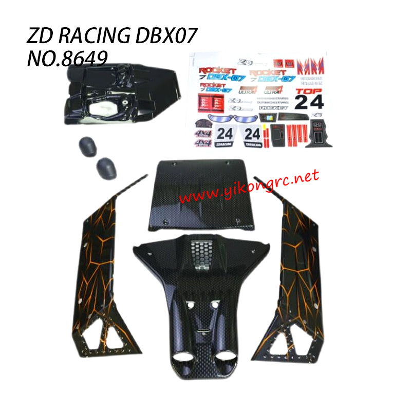 ZD RACING DBX-07 Parts Body Shell Black 8649 with sticker