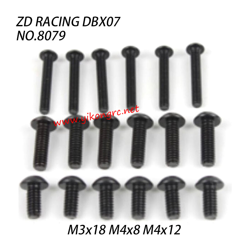 ZD RACING DBX-07 Parts Button Head Screw Set (M3x18 M4x8 M4x12) 8079