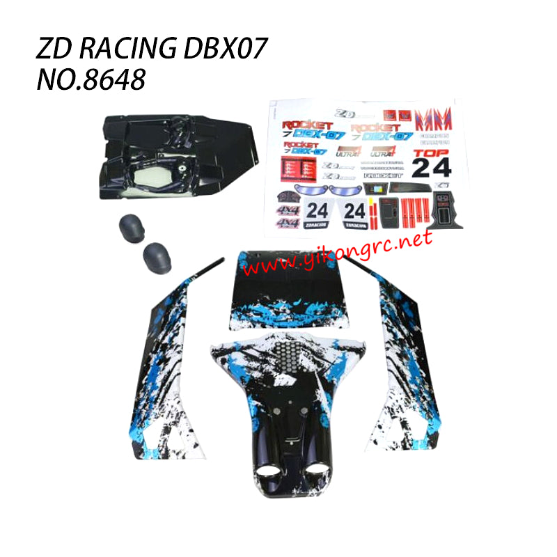 ZD RACING DBX-07 Parts Car Shell Blue 8648 with stickers
