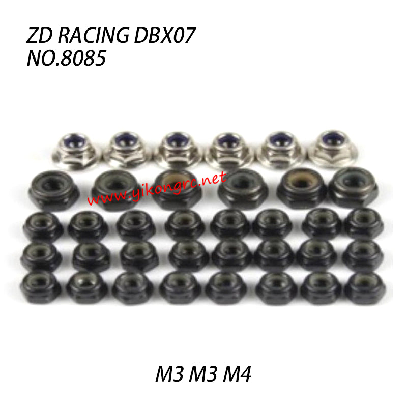 ZD RACING DBX-07 Parts Hex Nuts (M3 M3 M4) 8085
