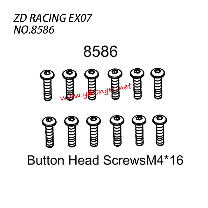ZD RACING EX-07 RC Car Parts Button Head Screws M4X16 8586