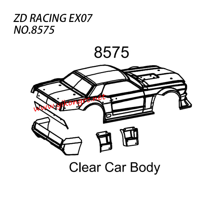 ZD RACING EX-07 RC Car Parts Clear Car Body 8575