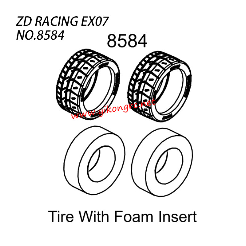 ZD RACING EX-07 RC Car Parts Tire With Foam Insert 8584