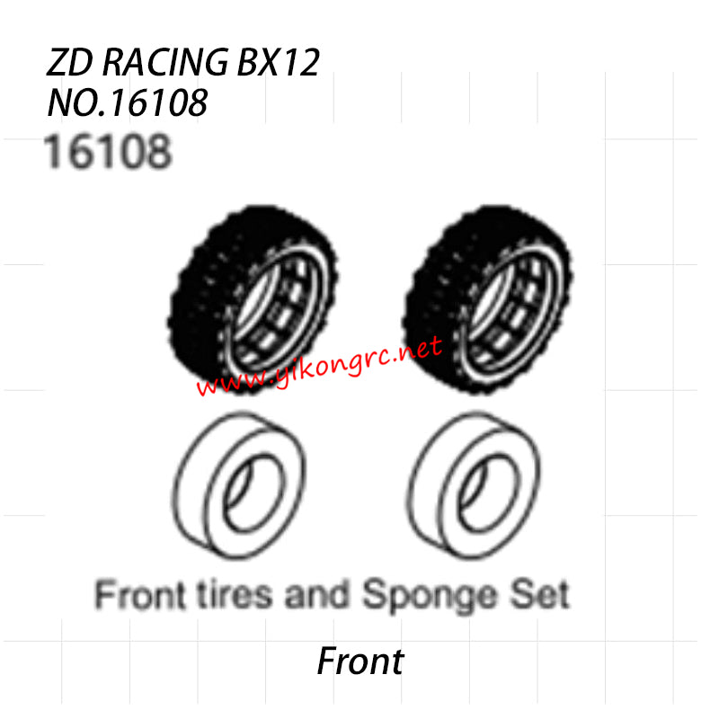 ZD Racing BX-12 Parts Front Tires And Spone Set 16108 inner