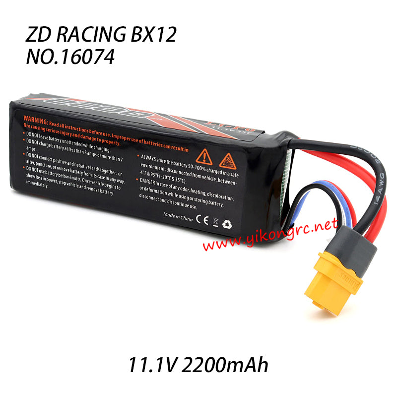 ZD Racing BX-12 RC Car Parts 11.1v 2200mah Lipo Battery 16074 back