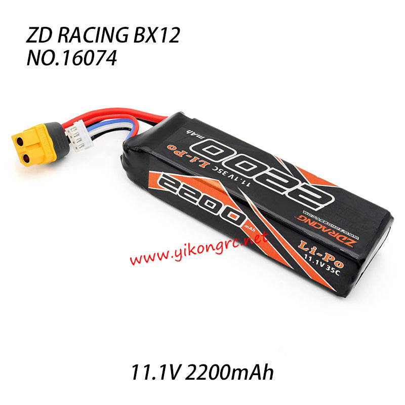 ZD Racing BX-12 RC Car Parts 11.1v 2200mah Lipo Battery 16074 front