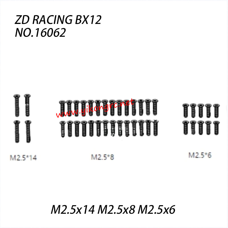 ZD Racing BX12 RC Truck Parts M2.5x14 M2.5x8 M2.5x6 Screws 16062
