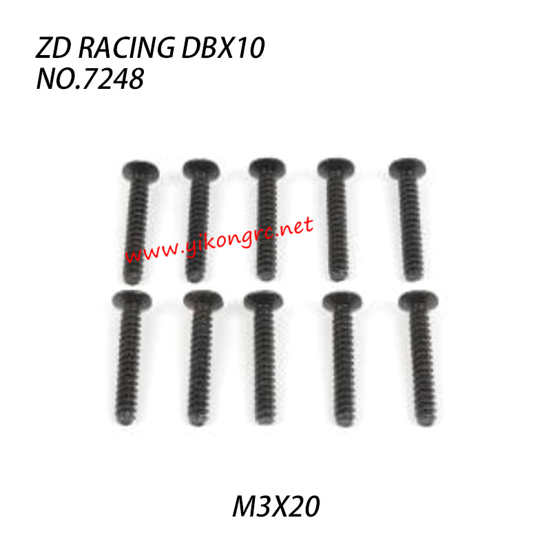 ZD Racing DBX-10 Parts M3X20 Flat Head Self tapping Screw Set 7248