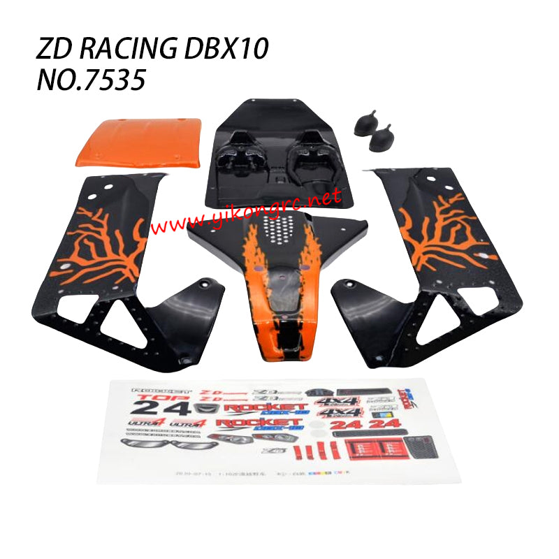 ZD Racing DBX10 RC Car Parts Body Shell Orange 7535