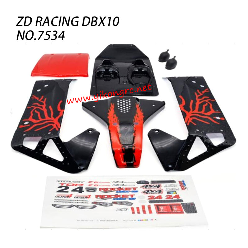 ZD Racing DBX10 RC Car Parts Body Shell Red 7534