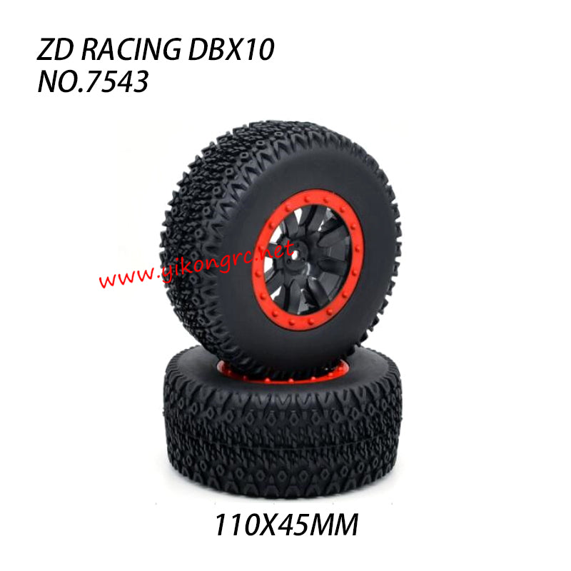 ZD Racing DBX10 RC Truck Parts 110X45MM Brushed wheels tire set Orange 7543