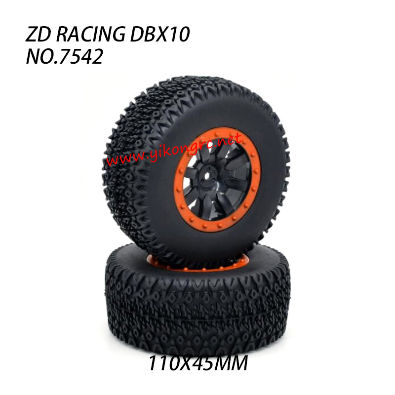 ZD Racing DBX10 RC Truck Parts Brushed wheels tire set red (110X45MM) 7542