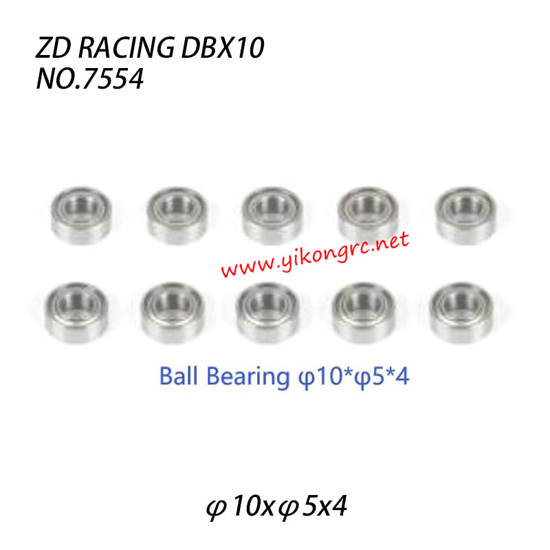 ZD Racing DBX10 RC Truck Parts Brushless Ball Bearing φ10xφ5x4 7554