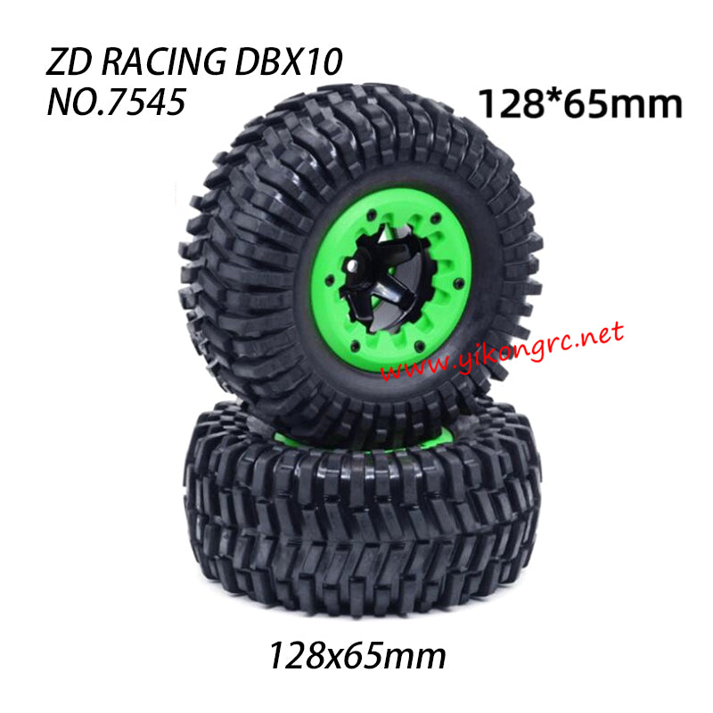 ZD Racing DBX10 RC Truck Parts Brushless Wheel Assembly Green 128x65mm 7545
