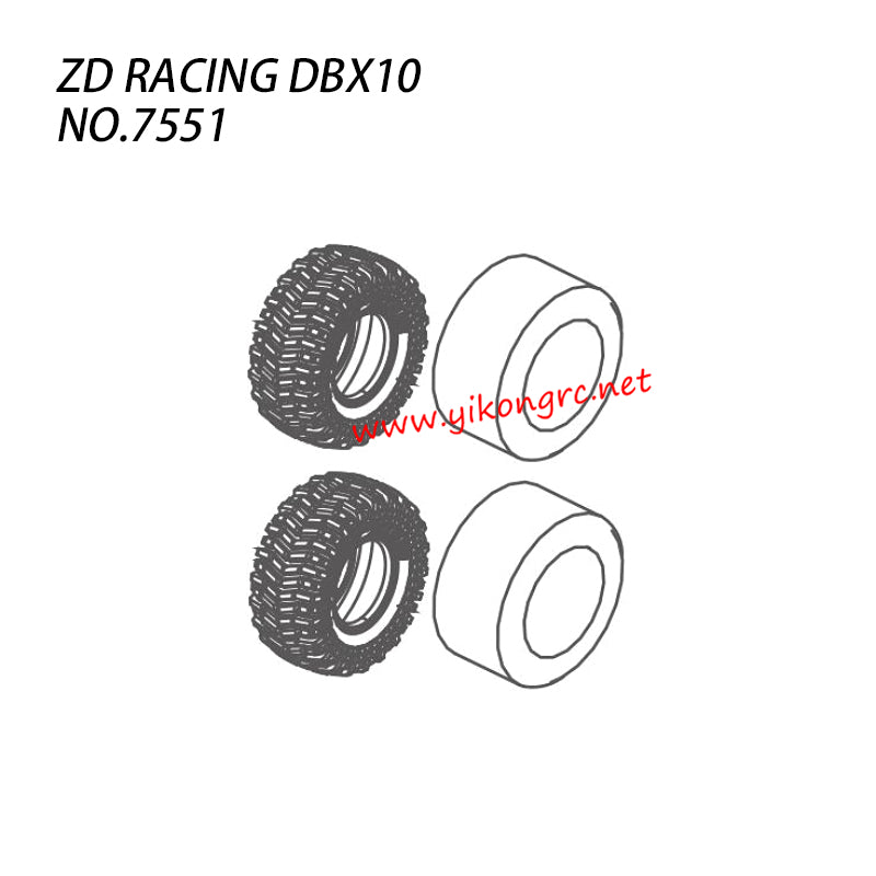 ZD Racing DBX10 RC Truck Parts Tire and Inserts front 7551