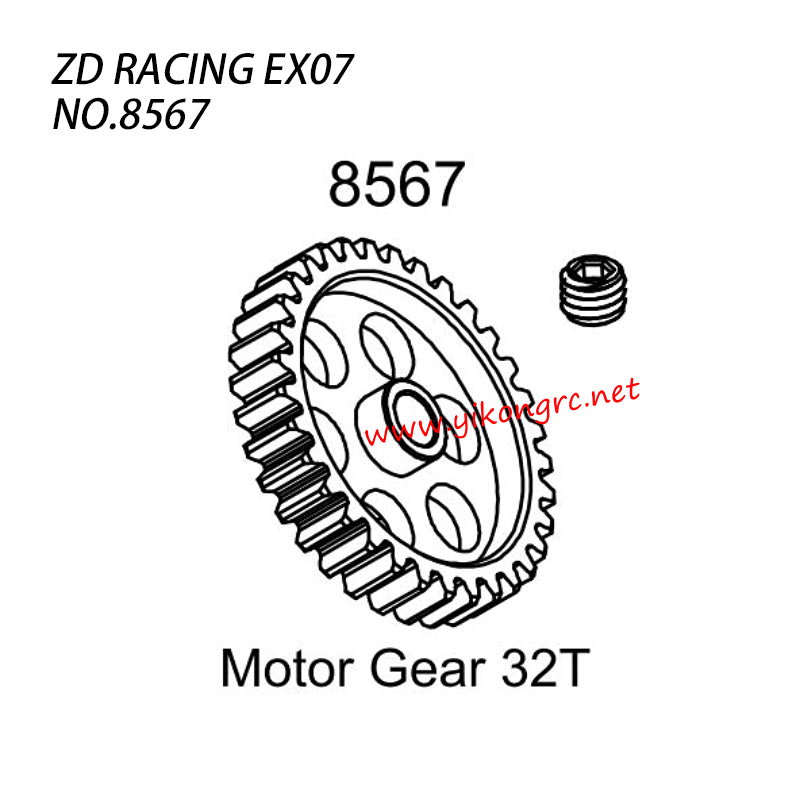 ZD Racing EX07 RC Truck Parts Motor Gear 32t 8567