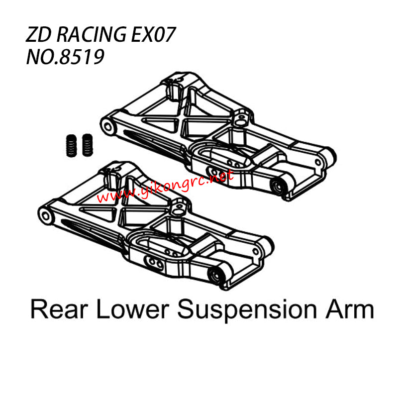 ZD Racing EX07 RC Truck Parts Rear Lower Suspension Arm 8519