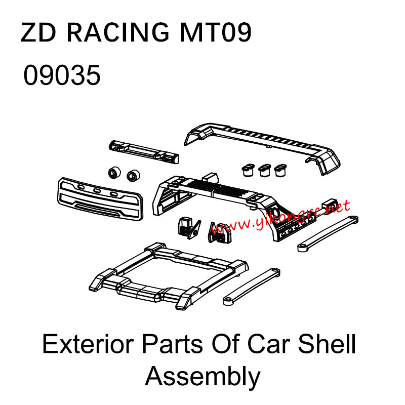 ZD Racing MT09 RC Car Parts 09035 Exterior Parts of Car Shell Assembly