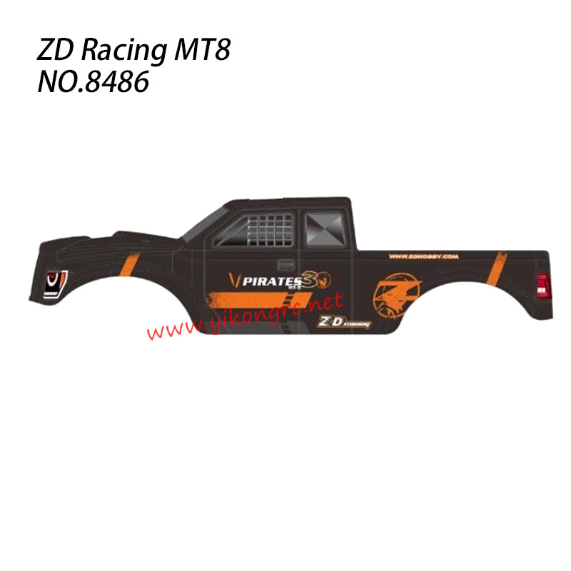 ZD Racing MT8 Pirates3 Monster RC Truck Parts PVC Body Shell 8486