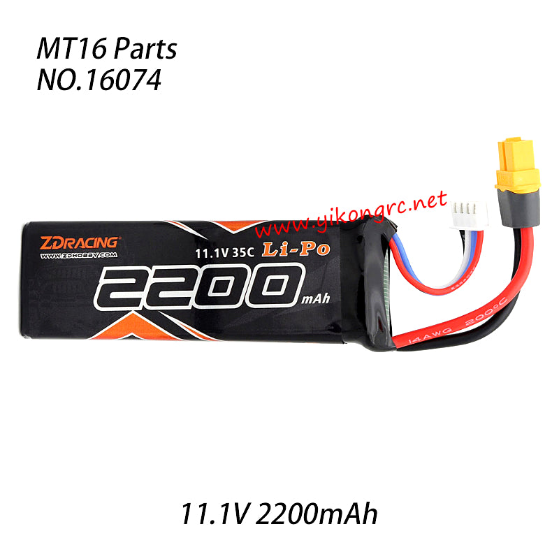 ZD Racing MT 16 RC Car Parts 11.1v 2200mah Lipo Battery 16074 front