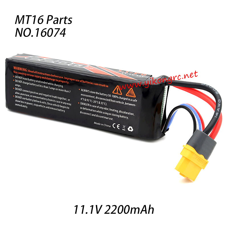 ZD Racing MT 16 RC Car Parts 11.1v 2200mah Lipo Battery 16074 rear