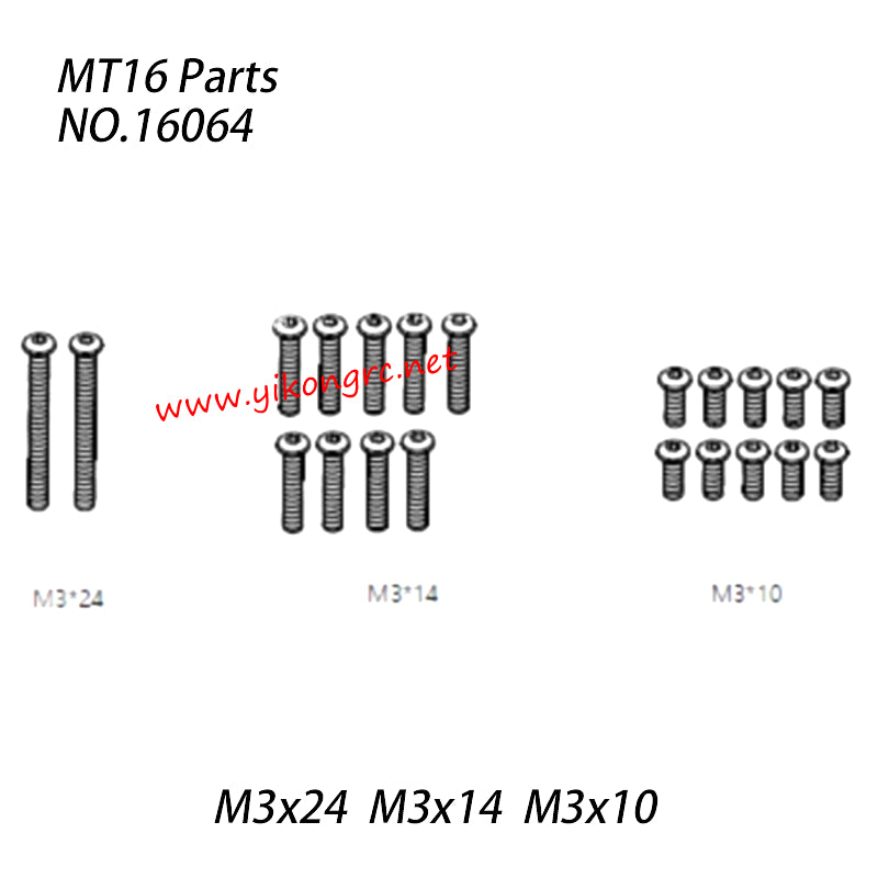 ZD Racing MT 16 RC Car Parts M3x24  M3x14  M3x10 Screw Set 16064
