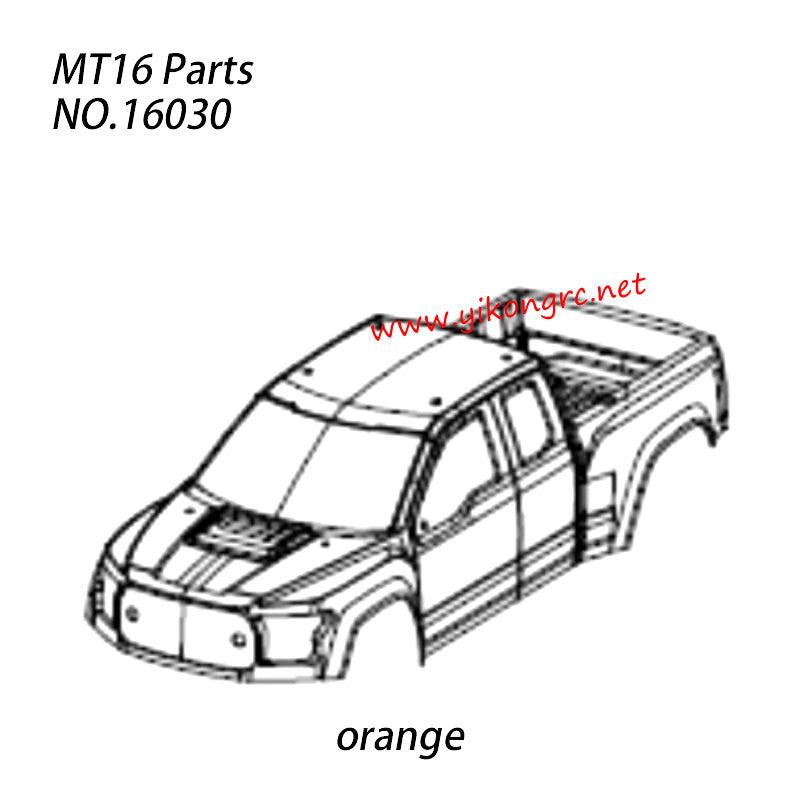 ZD Racing MT 16 RC Car Parts PVC Car Shell Orange 16030