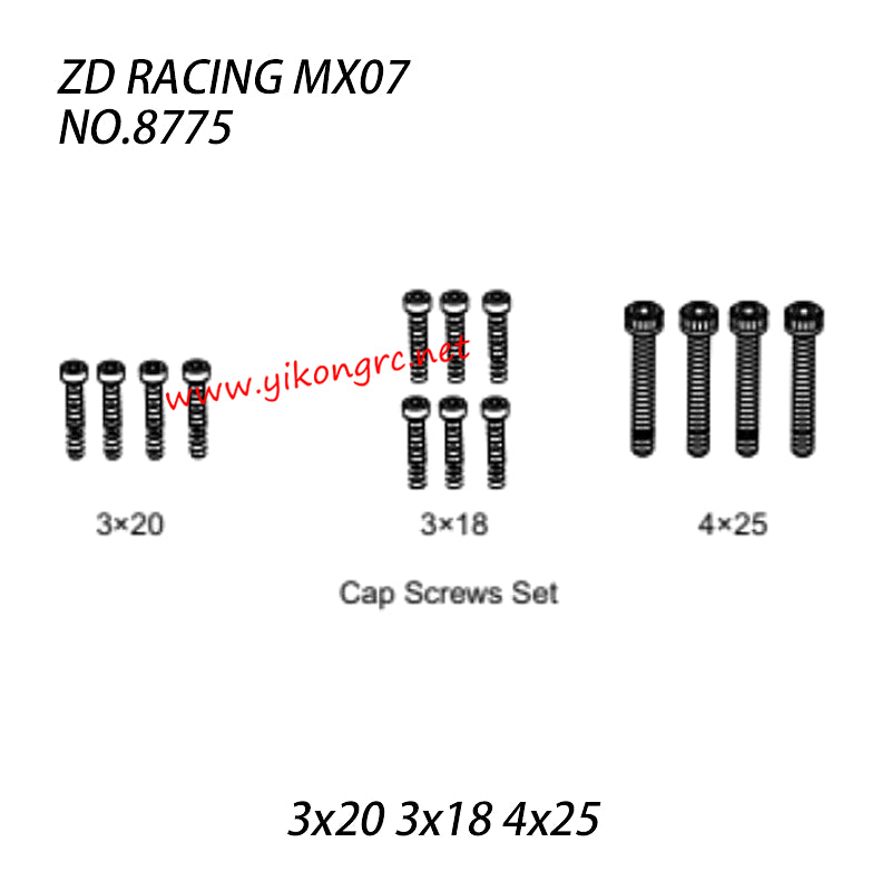 ZD Racing MX-07 Parts 3x20 3x18 4x25 Cap Screws Set 8775