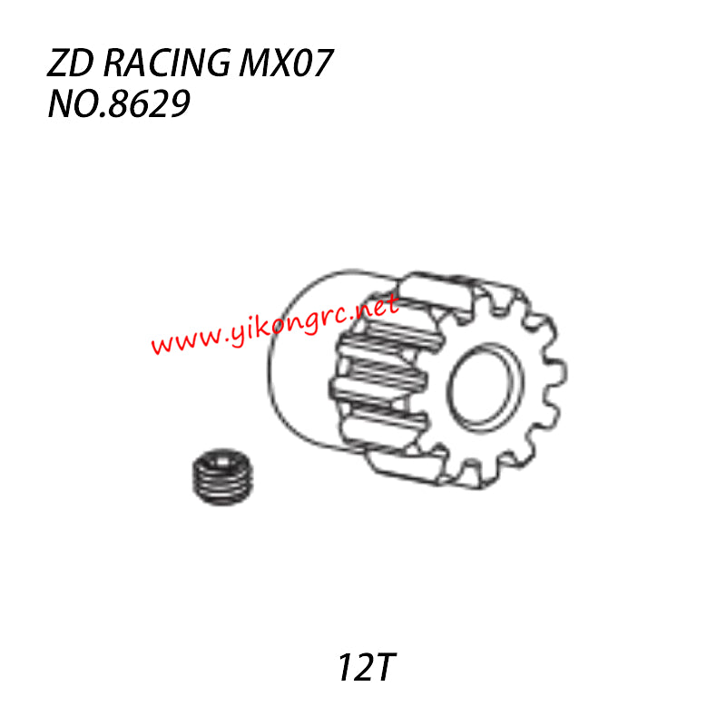 ZD Racing MX07 Parts Motor Gear (12T) Chrome molybdenum steel 8629