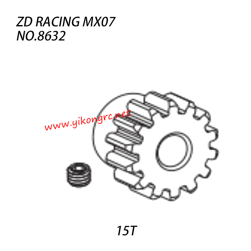 ZD Racing MX07 Parts Motor Gear (15T) Chrome molybdenum steel 8632